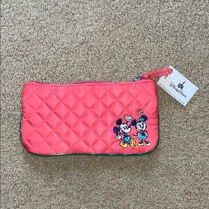 Disney Pink Quilted Bag with Mickey and Minnie Embroidery